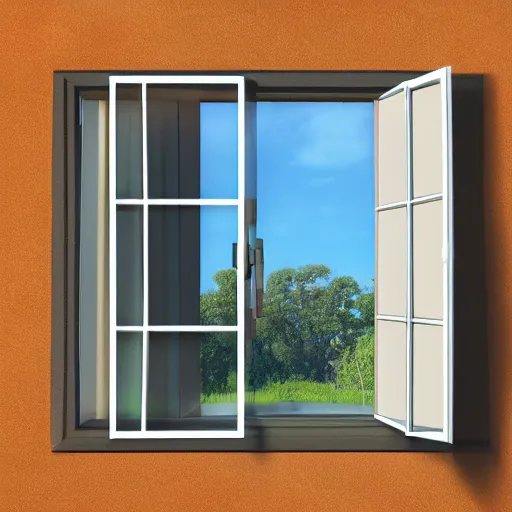Image similar to 3 d rendered image of hand opening room window, fresh air blender 3 d keyshot unreal engine