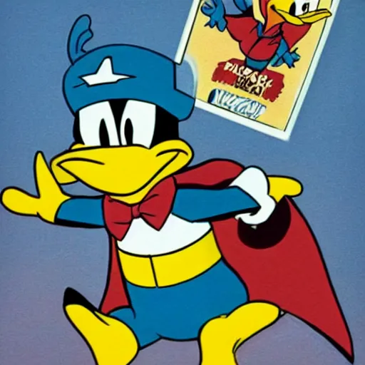 Prompt: donald duck as superhero