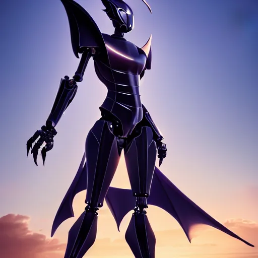 Prompt: full body pose, realistic detailed stunning beautiful anthropomorphic robot female dragoness, doing an elegant pose with hand on hip, looking to the side, sleek streamlined armor and design, sharp claws, sleek head, long tail, standing on two legs, wearing a fabric cloak that blows in the wind from behind, on the beach during sunset, high quality, cinematic art, sunset lighting, artstation, deviantart, furaffinity