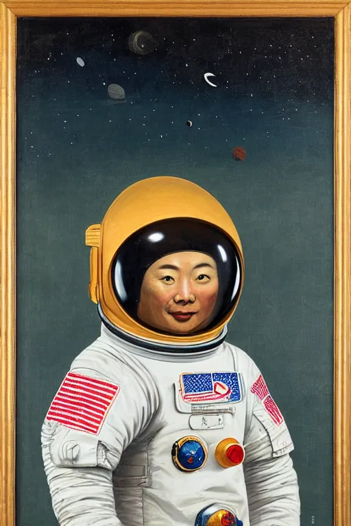 Image similar to portrait of a astronaut in astronaut helmets, by chinese meticulous painting