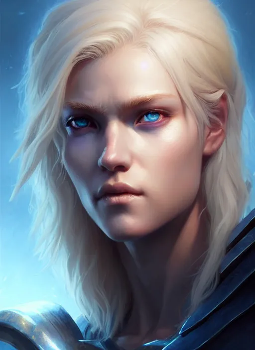 Prompt: a fantasy style portrait painting of shy white female paladin scar wound left eye with blonde hair and blue eyes, holy oil painting unreal 5 daz. rpg portrait extremely detailed artgerm greg rutkowski _ greg