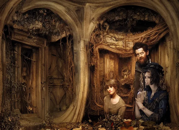 Prompt: jim henson's labyrinth. oubliette. you are in an oubliette : a place where people and things are put to be forgotten by edgar maxence and caravaggio and delacroix style, artistic, intricate painting, cinematic lighting, hyper realistic, extremely detailed, vivid colors, establishing shot, dramatic lighting