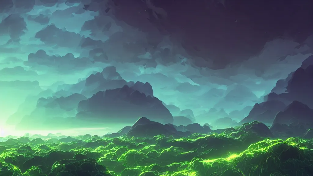 Prompt: green exploding shadow in the sky above a flat maze, waves of energy, by sylvain sarrailh, rossdraws, ambient light, ultra detailed, fantasy artwork, 8 k, volumetric lighting, trending on artstation, award winning, very beautiful.