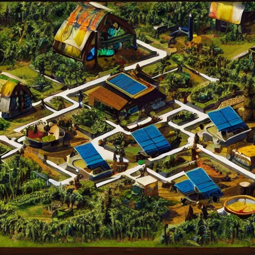 Image similar to solarpunk village