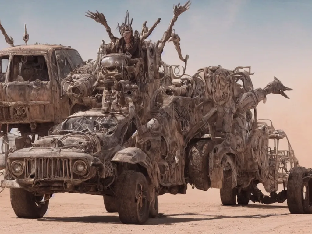 Image similar to popemobile in mad max: fury road (2016) photorealistic 8k promotional photo shot