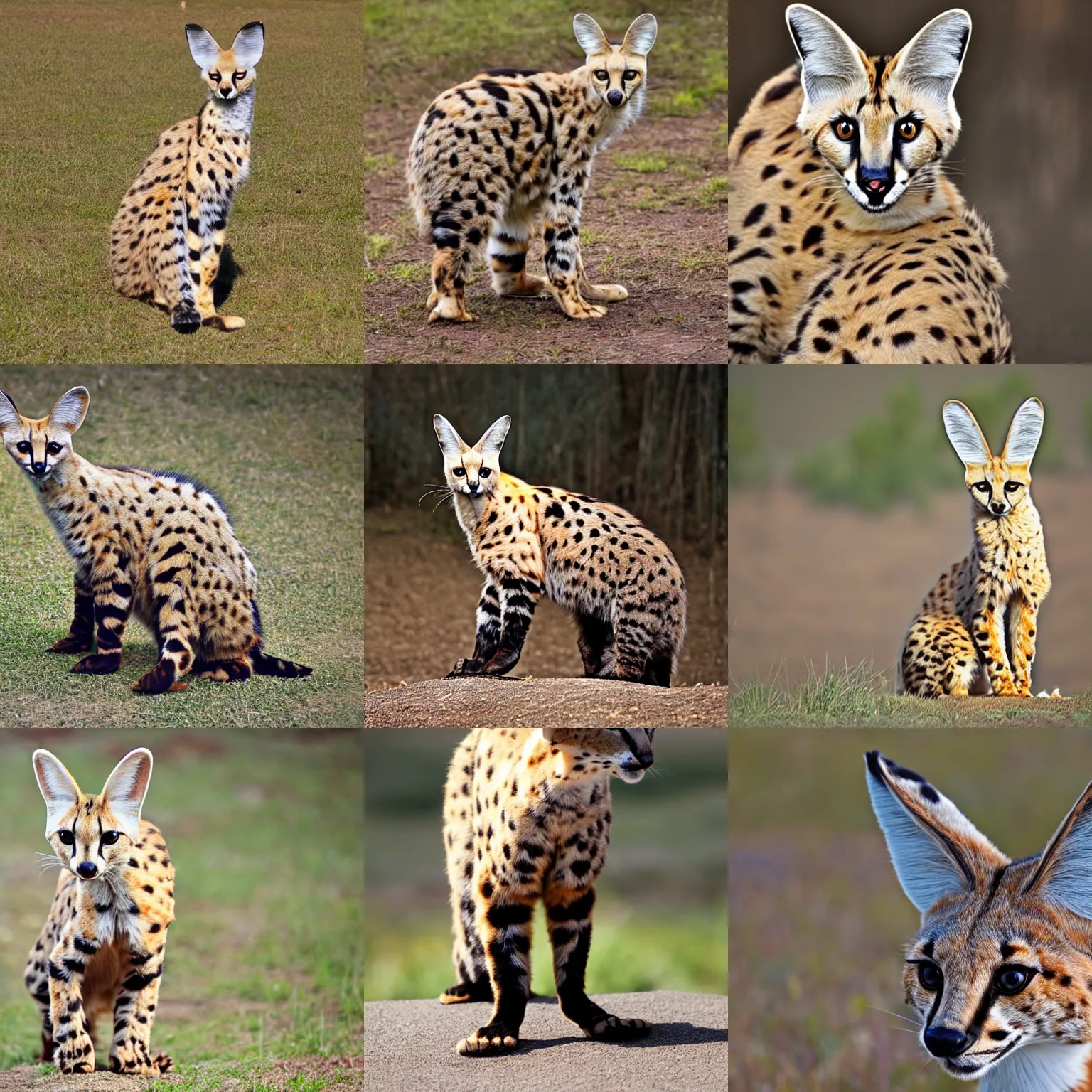 Prompt: photo of a serval shaped like a bear
