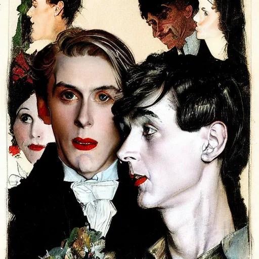 Image similar to dorian gray illustrated by norman rockwell