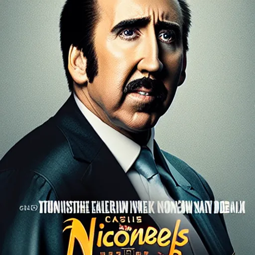 Prompt: Nicolas Cage is winnie the pooh, movie poster