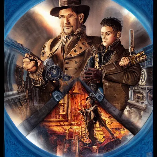 Image similar to steampunk action adventure movie poster by drew struzan,