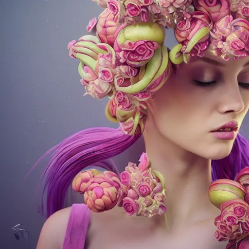 Prompt: a beautiful amazing art of flora addict out of spirals by tom Haugomat, Serena Malyon, Maxim Shirkov, Alex Pogrebniak and Robin Gundersen, Trending on artstation, featured on Behance, Vision of chaos, octane render.