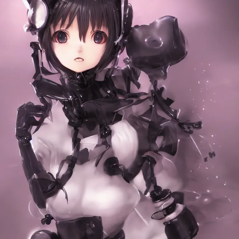 Prompt: 3D realistic Anime render of a Cute cat Gothiclolita Robot , Artstation, 1970S By Ross Tran And Wlop, clear cute face, head-and-shoulders shot,Studio Lighting, Highly detailed