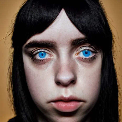 Image similar to Portrait of Billie Eilish with enormous Anime eyes, vogue, perfect face, intricate, Sony a7R IV, symmetric balance, polarizing filter, Photolab, Lightroom, 4K, Dolby Vision, Photography Award