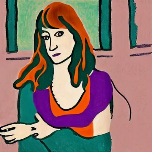 Prompt: florence and the machine in the style of henri matisse