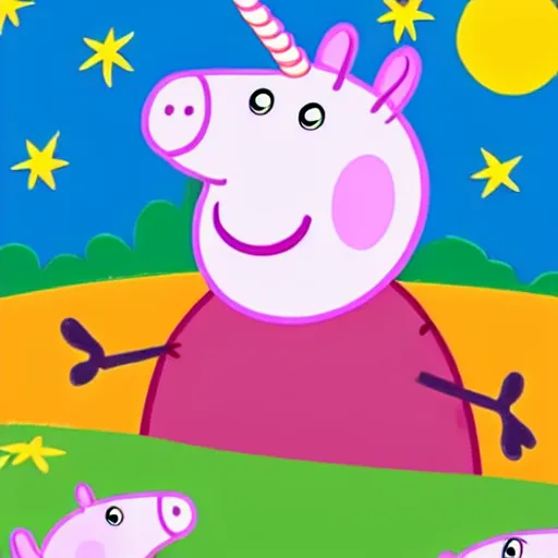 Prompt: “a unicorn in peppa pig”