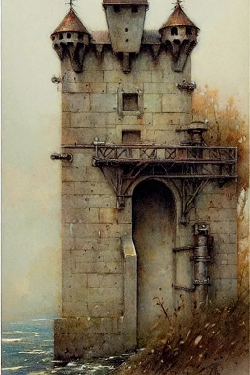 Image similar to (((((1950s castle drawbridge . muted colors.))))) by Jean-Baptiste Monge !!!!!!!!!!!!!!!!!!!!!!!!!!!