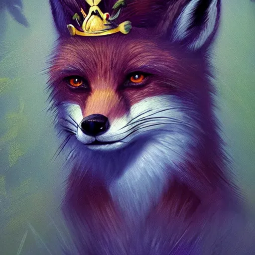 Prompt: fox wearing a tiara, fantasy art, artstation