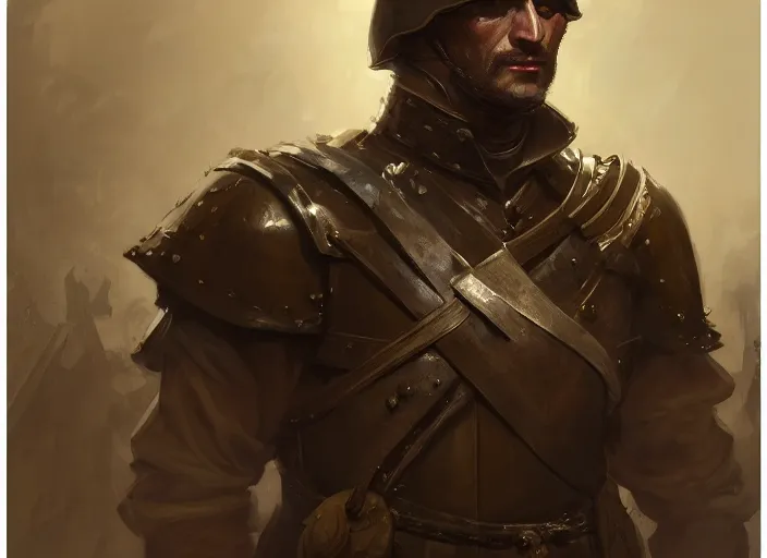 Prompt: 1 5 th century spanish soldier, game character concept art, wide view, high detailed, full perfect, symmetrical portrait, high detail, by craig mullins, peter mohrbacher, unreal engine, octane rendered, 8 k, dark beauty, trending on artstation