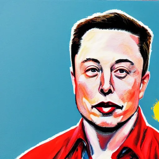 Image similar to painting of Elon Musk with no Hair