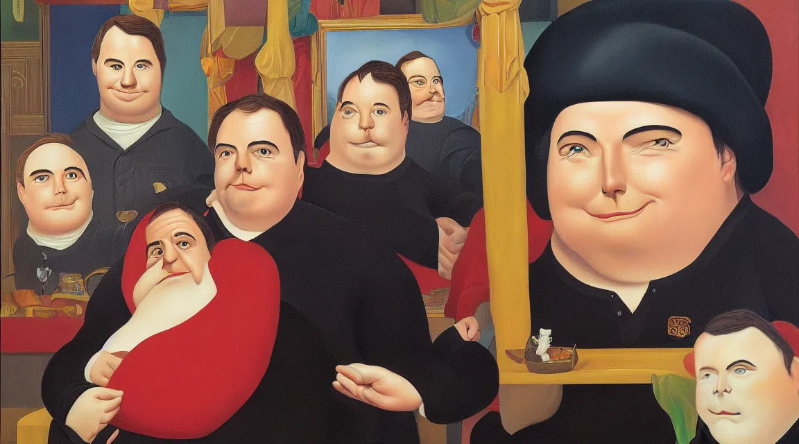 Image similar to portrait of Linus Torvalds painted by fernando botero