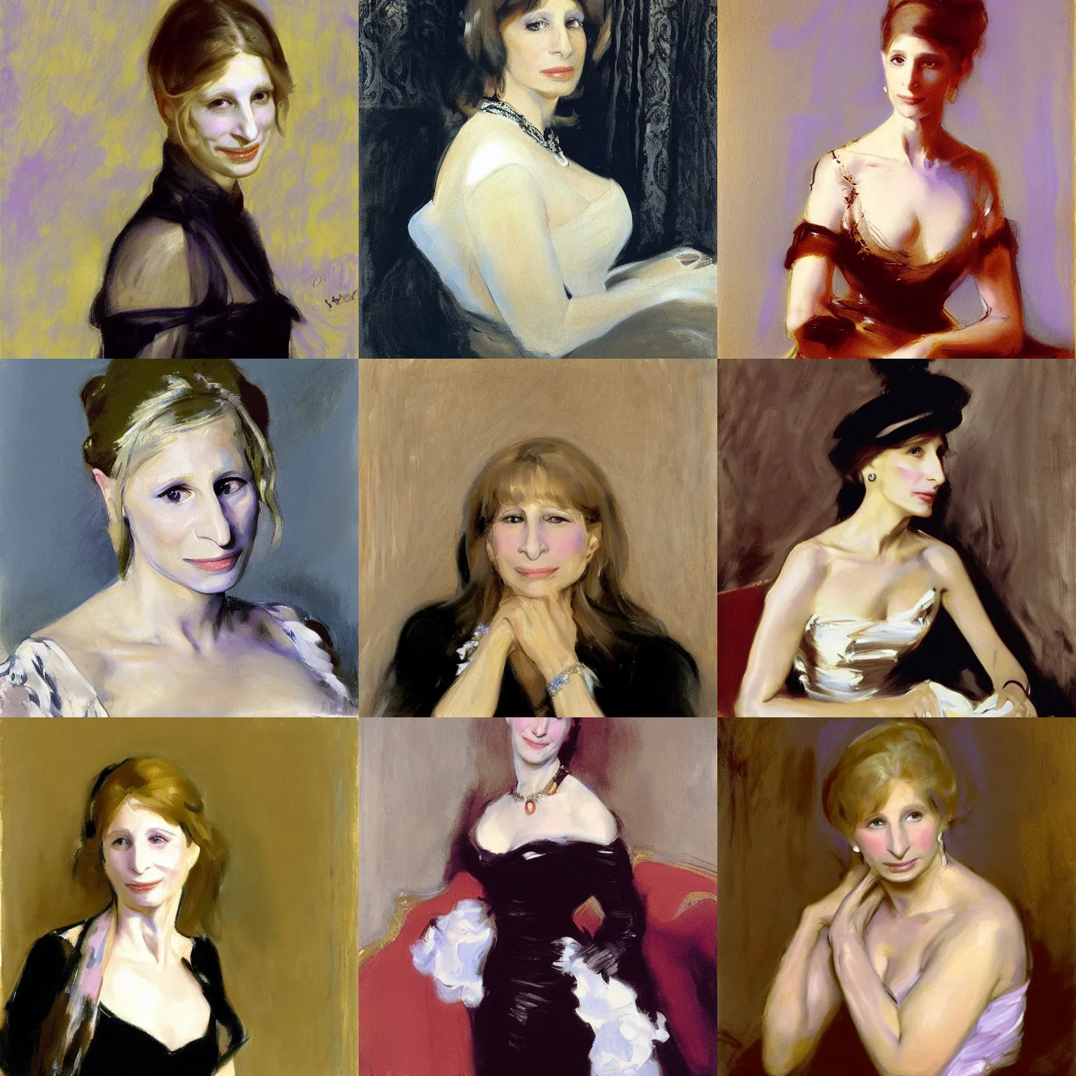 Prompt: Barbara Streisand by John Singer Sargent