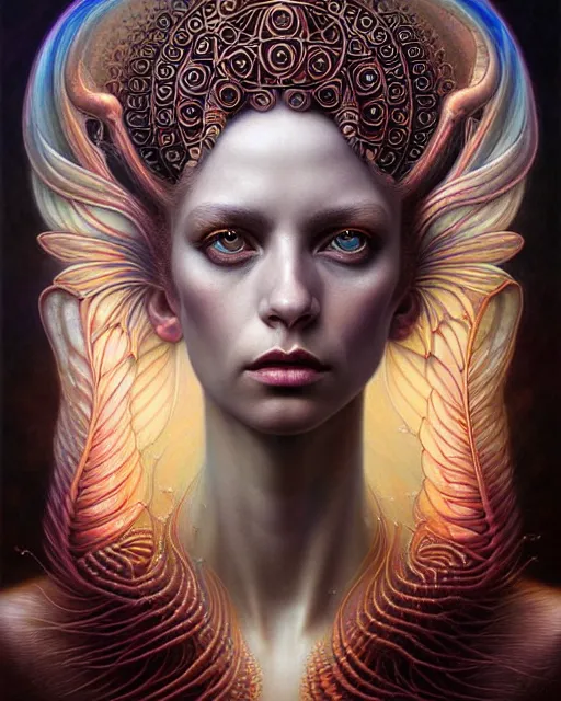Prompt: a detailed portrait of dreampunk goddess ( flamingo ) fractal ) ( glass ) ( lightning ) beautiful! by tomasz alen kopera and peter mohrbacher and johanna martine! and margaret keane!