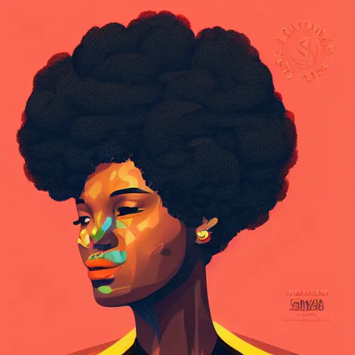 Prompt: a smoking afro woman album art, 3 d shapes, vector art, by sachin teng, trending on artstation