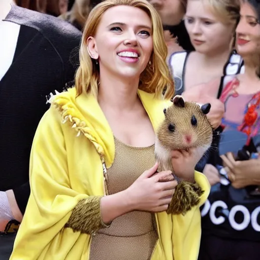 Image similar to scarlett johansson wearing a hamster costume