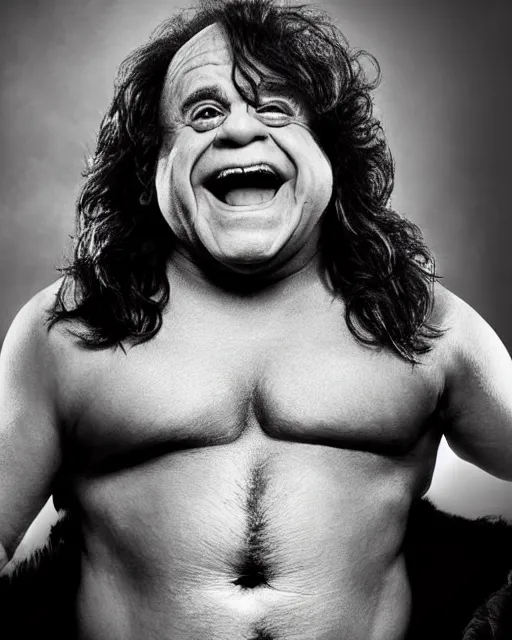 Prompt: portrait of danny devito as a wwe wrestler. photographic, photography