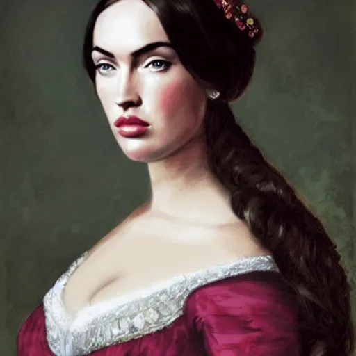 Prompt: megan fox portrait as queen victoria,