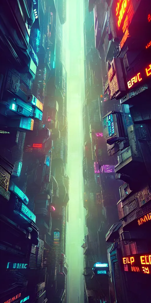 Image similar to epic cyberpunk cityscape : : blade runner, james guilleard, beeple, laurie greasley, dan mcpharlin : : ornate, dynamic, particulate, rich colors, intricate, elegant, highly detailed, centered, artstation, smooth, sharp focus, octane render, 3 d