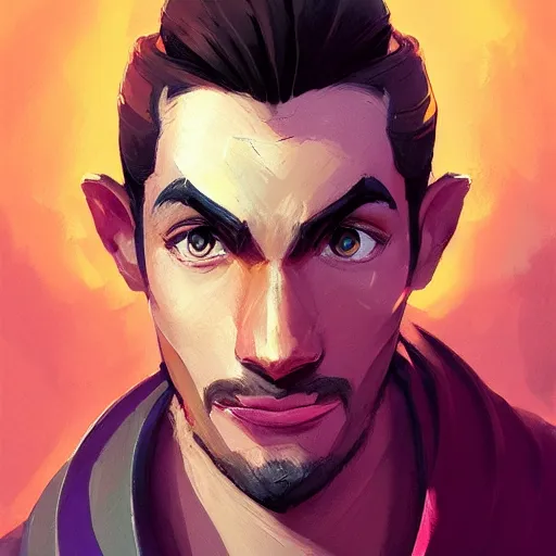 Image similar to handsome male portrait, maya ali mage, gloomhaven, dynamic lighting, gaudy colors, octane render aesthetic, matte painting concept art, official fanart behance hd artstation by jesper ejsing, by rhads and makoto shinkai and lois van baarle and ilya kuvshinov and rossdraws