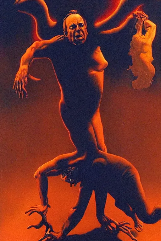 Image similar to alex jones being possessed by inter - dimensional demons, painting by richard corben and glenn fabry, 3 d, 8 k