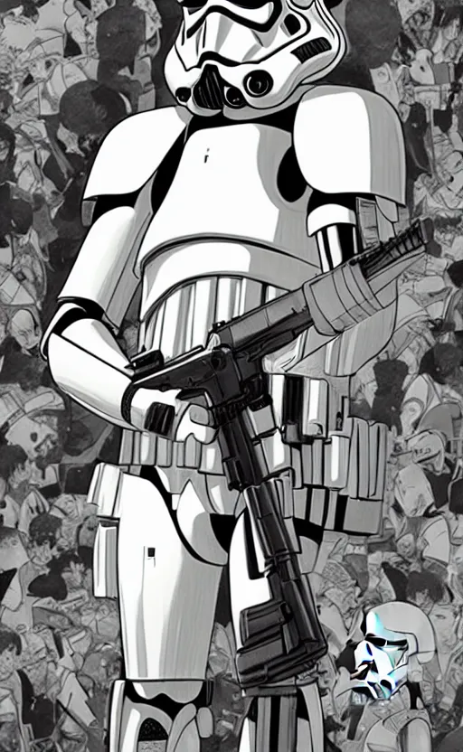 Image similar to stormtrooper, anime, by Satoshi Kon,