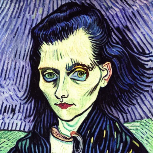 Image similar to goth woman drawn by vincent van gogh