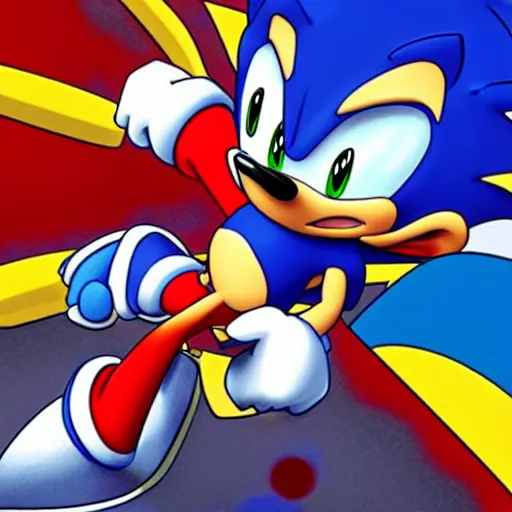 Image similar to “ hyperdetailed sonic the hedgehog committing war crimes ”