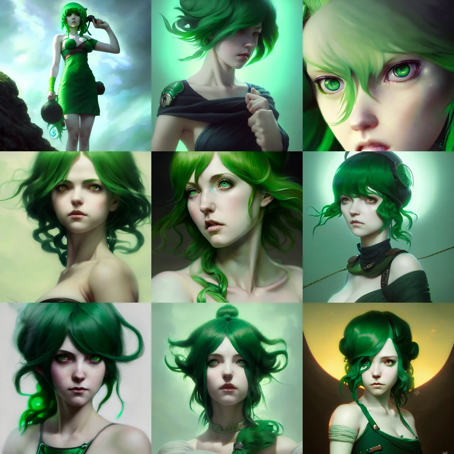 Prompt: flayn, cethleann, green hair, by tom bagshaw and ilya kuvshinov, rtx rendering, octane render 1 2 8 k, maya, extreme high intricate details by wlop, digital anime art by ross tran, medium shot, composition by sana takeda, dramatic lighting by greg rutkowski