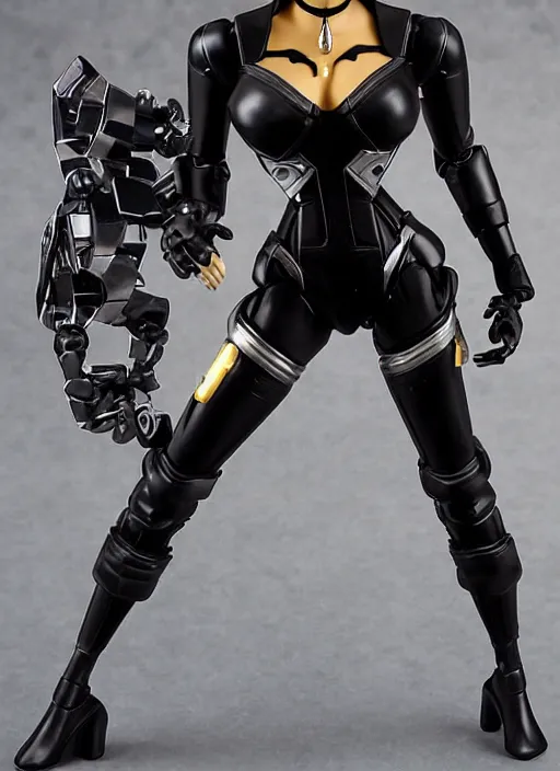 Prompt: Transformers Autobot Catwoman action figure from Transformers: Robots in Disguise (2015), symmetrical details, by Hasbro, Takaratomy, tfwiki.net photography, product photography, official media