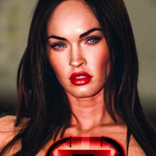 Prompt: megan fox as a red lantern