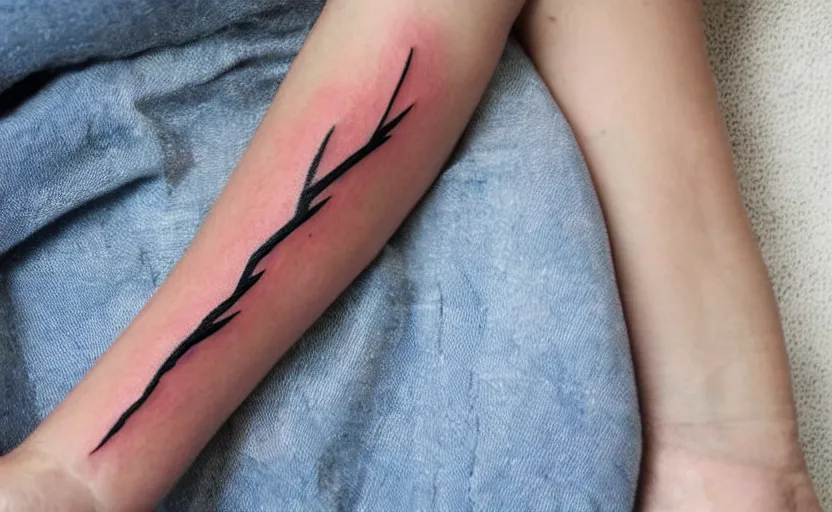 Image similar to handpoke tattoo of lightning