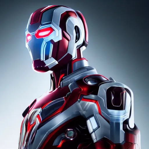 Image similar to still photo of marvel ultron, highly detailed, photorealistic portrait, bright studio setting, studio lighting, crisp quality and light reflections, unreal engine 5 quality render,