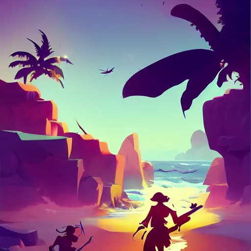 Image similar to painting treasure on sea of thieves game smooth median photoshop filter cutout vector, behance hd by jesper ejsing, by rhads, makoto shinkai and lois van baarle, ilya kuvshinov, rossdraws global illumination