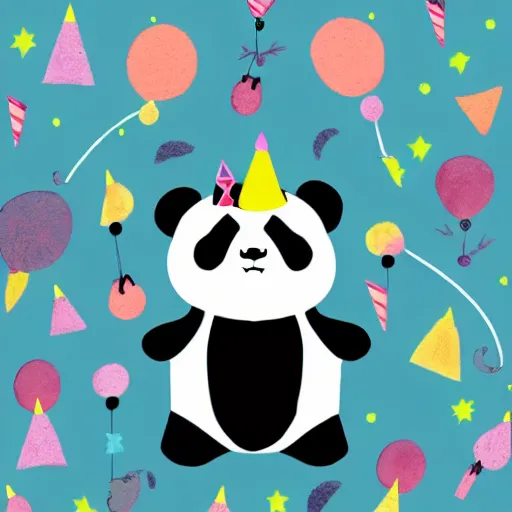 Prompt: illustration of panda bear birthday