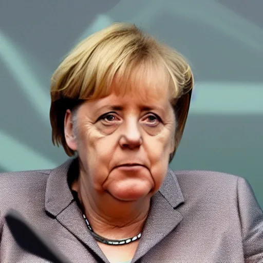 Image similar to angela merkel with hair style of boris johnson