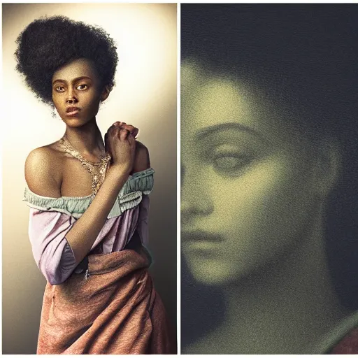 Image similar to kodak portra 4 0 0, 8 k, artstation, soft light, volumetric lighting, highly detailed, britt marling style 3 / 4 portrait photography of a beautiful woman pre - raphaelite, inspired by thandiwe muriu delphine dialo, royal woman, realistic, refined, highly detailed