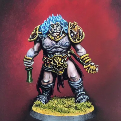 Image similar to chaos dwarf smith from warhammer fantasy : : head and torso oil painting