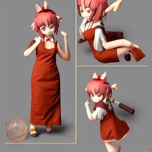 Prompt: cute fumo plush of a foxgirl rpg item shop owner, three point lighting, dramatic, anime, vray