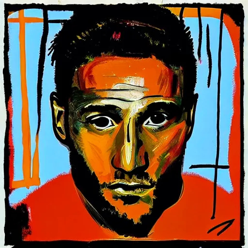 Prompt: “a portrait of francesco totti in the style of basquiat”