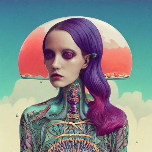 Image similar to pretty model with ocean and shell : : by martine johanna and simon stalenhag and chie yoshii and casey weldon and wlop : : ornate, dynamic, particulate, rich colors, intricate, elegant, highly detailed, vogue, harper's bazaar art, fashion magazine, smooth, sharp focus, 8 k, octane render