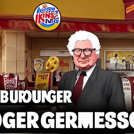 Prompt: Burger King defeats Colonel Sanders honorable combat back rooms archival footage screenshot 8K