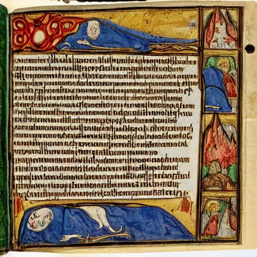 Prompt: The hollow hill of the gods, illustrated in medieval manuscript. Confidential.